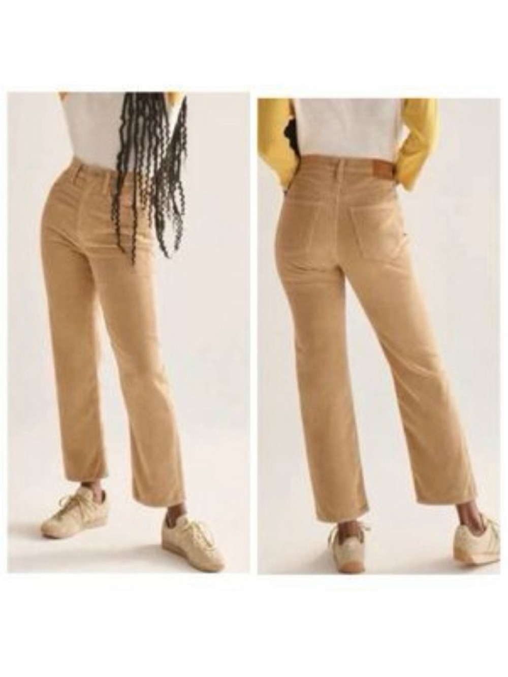 Denim Forum Arlo Tan High Rise Corduroy Straight Leg 28L Size 31